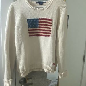 Polo by Ralph Lauren Cream Sweater with American Flag